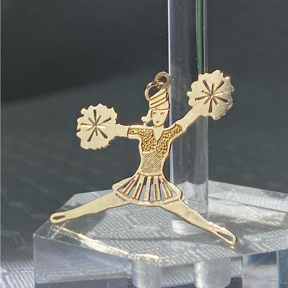 10k Solid Gold Cheerleader 2D Charm Pendant